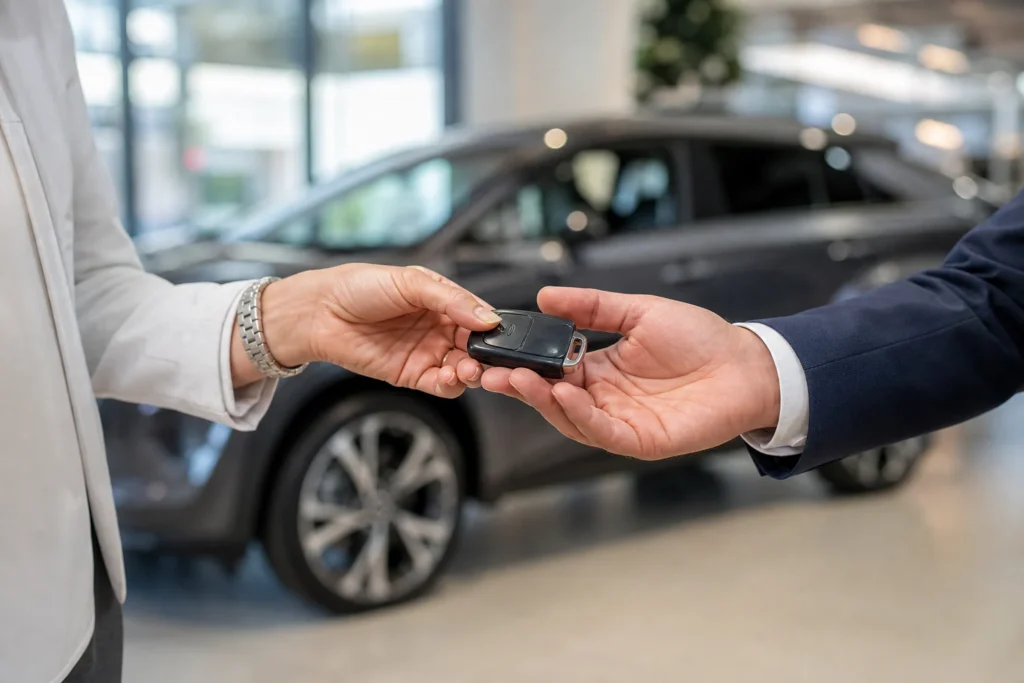 Automobilio raktas laikomas šalia automobilio